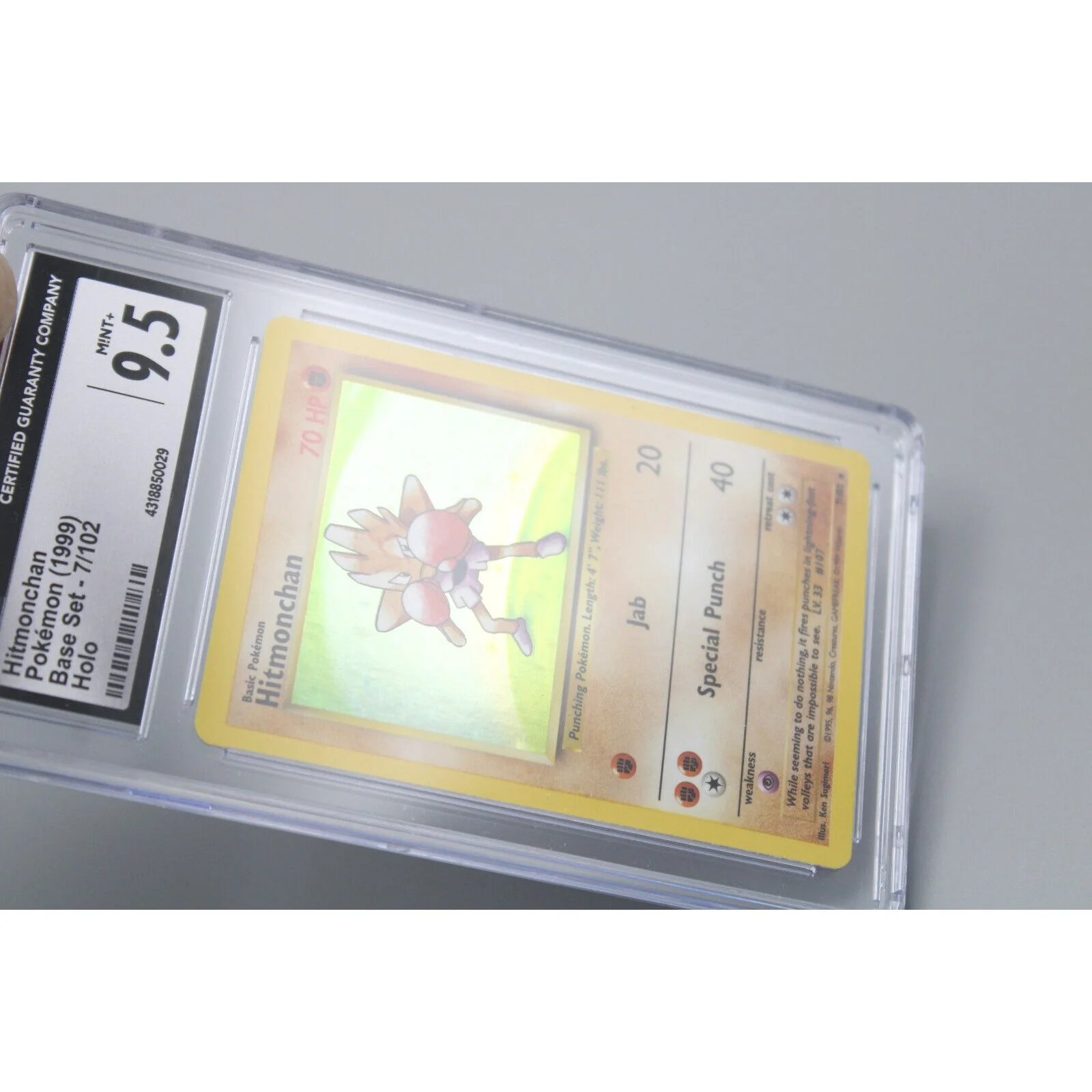 Pokemon TCG Hitmonchan Base Set Holo Card 7/102 CGC Graded 9.5 MINT+ 1999 - Image 4