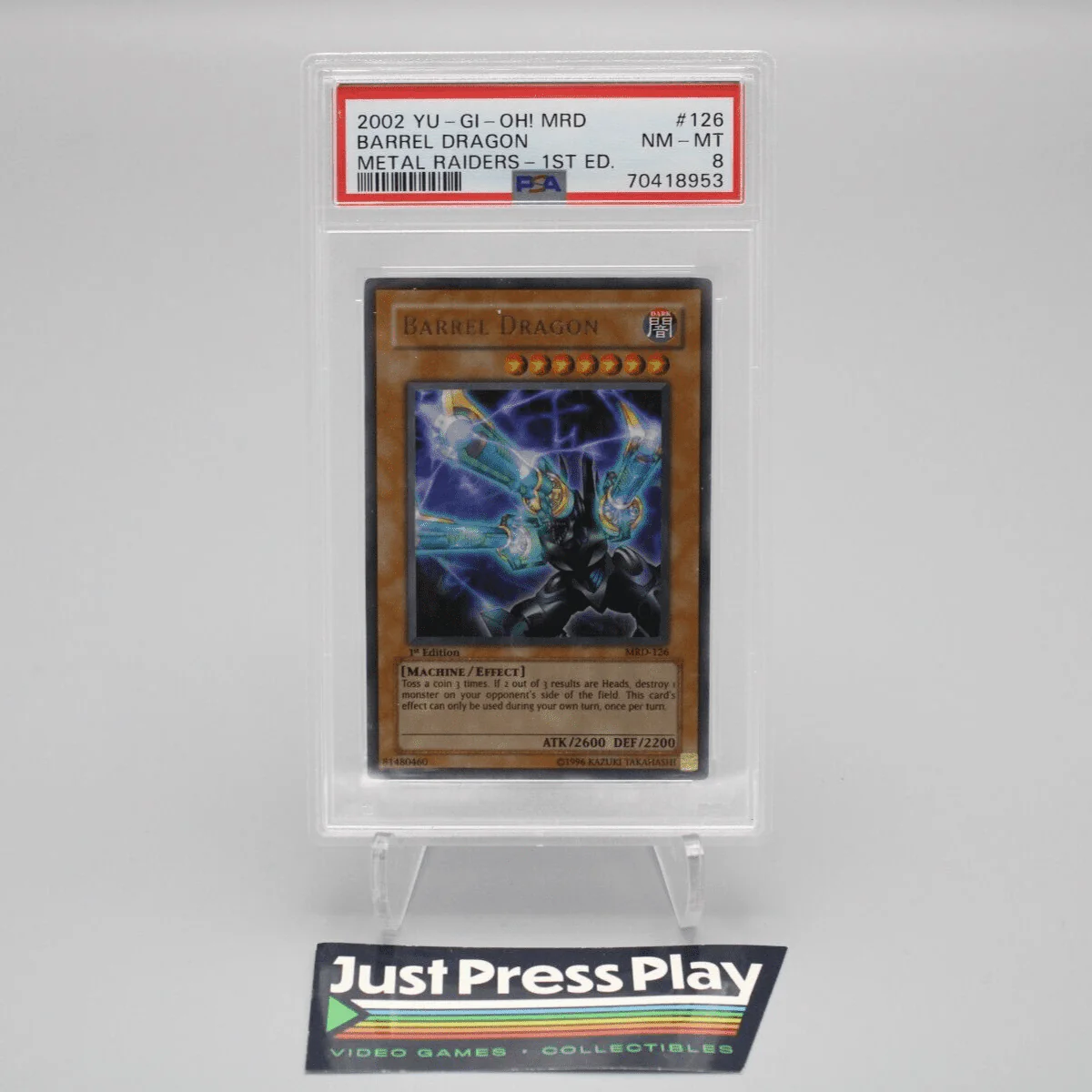 Yu-Gi-Oh MRD Metal Raiders #126 Barrel Dragon 1st Ed. PSA Graded 8 NM-MT 2002