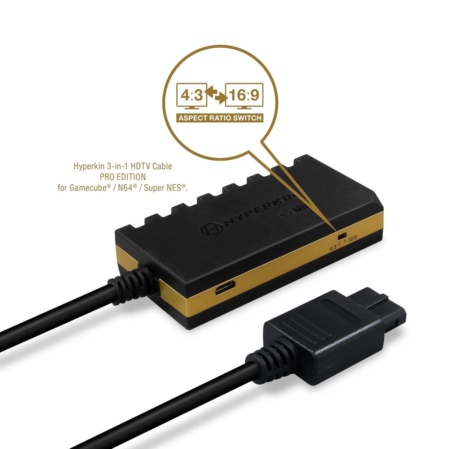 3-in-1 720p HDTV Cable HD Pro Edition with 4 Visual Modes - GameCube / N64 / Super NES - Hyperkin - Image 3