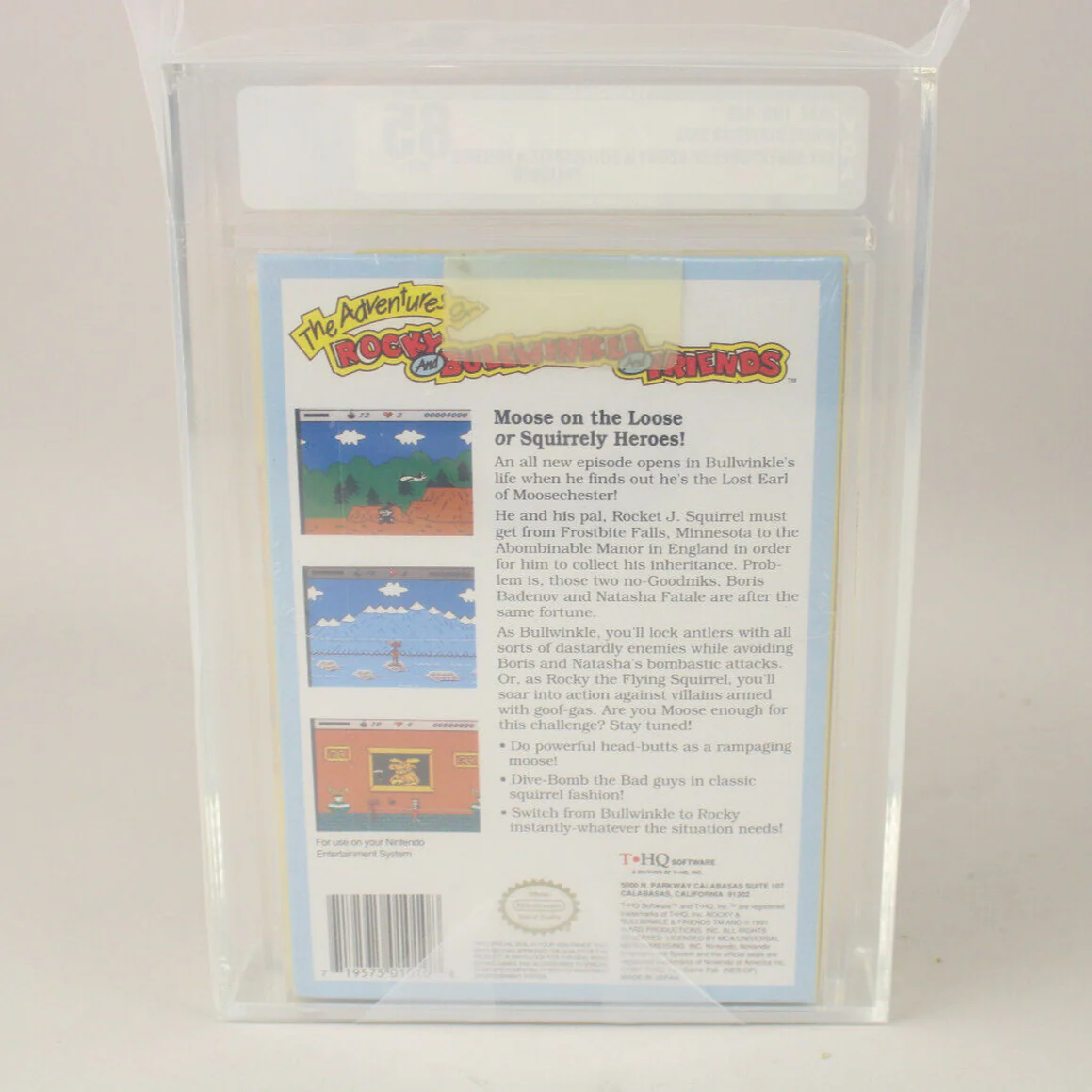 Adventures of Rocky & Bullwinkle & Friends Nintendo NES Sealed VGA Graded 85 NM+ - Image 3