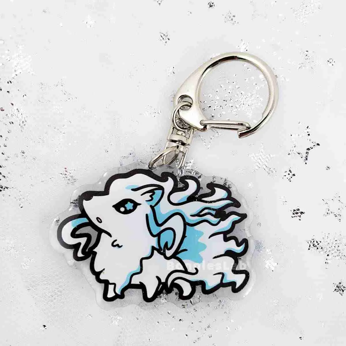 Pokemon Alolan Ninetales Acrylic Keychain Charm - Bonnies Lab - Image 2