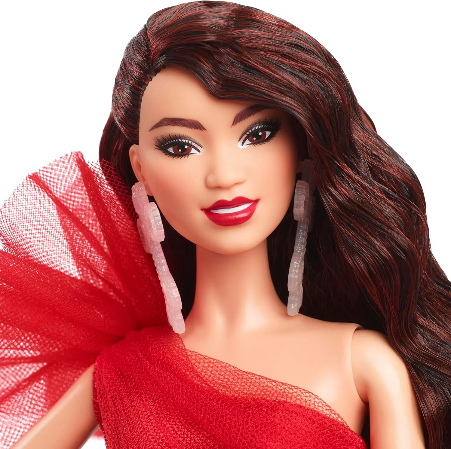 2024 Holiday Barbie Doll (Asian with Brown Hair, Plaid Dress) - Mattel - Barbie Signature Series - Image 2