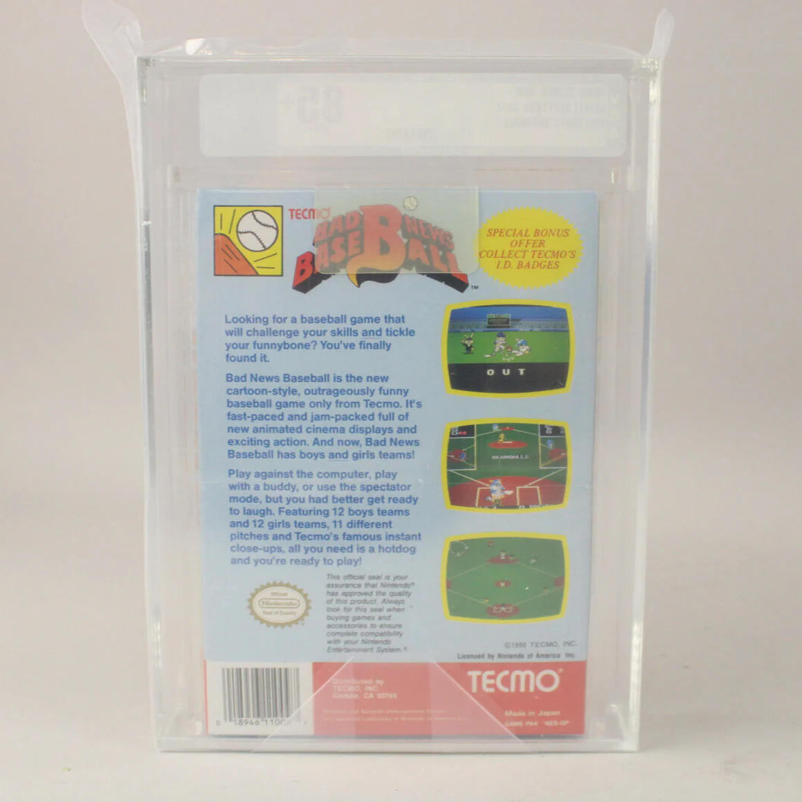 Bad News Baseball Nintendo NES Tecmo New Sealed VGA Graded Gold Level 85+ NM+ - Image 3