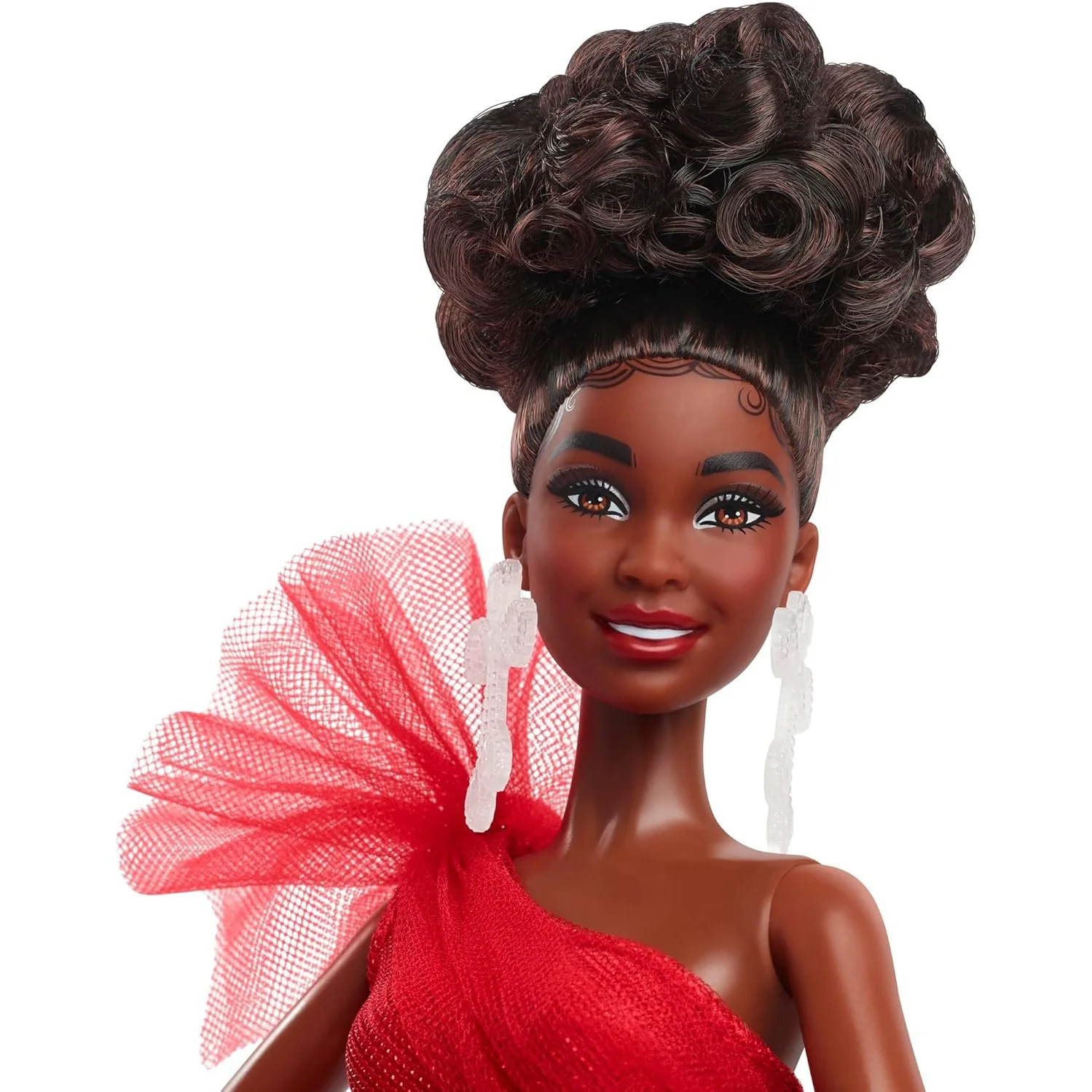 2024 Holiday Barbie Doll (Black with Brown Hair, Plaid Dress) - Mattel - Barbie Signature Series - Image 2