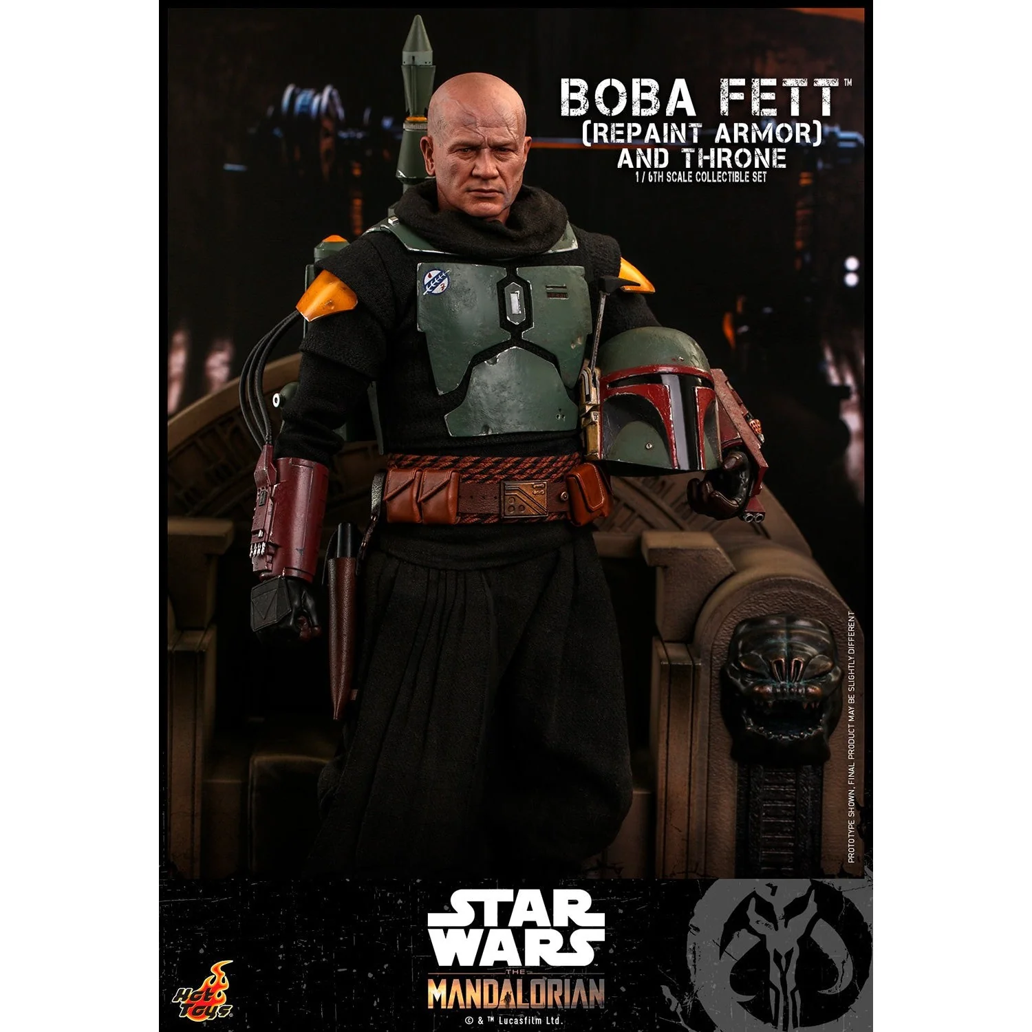 Boba Fett (Repaint Armor) and Throne - HOT TOYS 1:6 Scale - Image 5