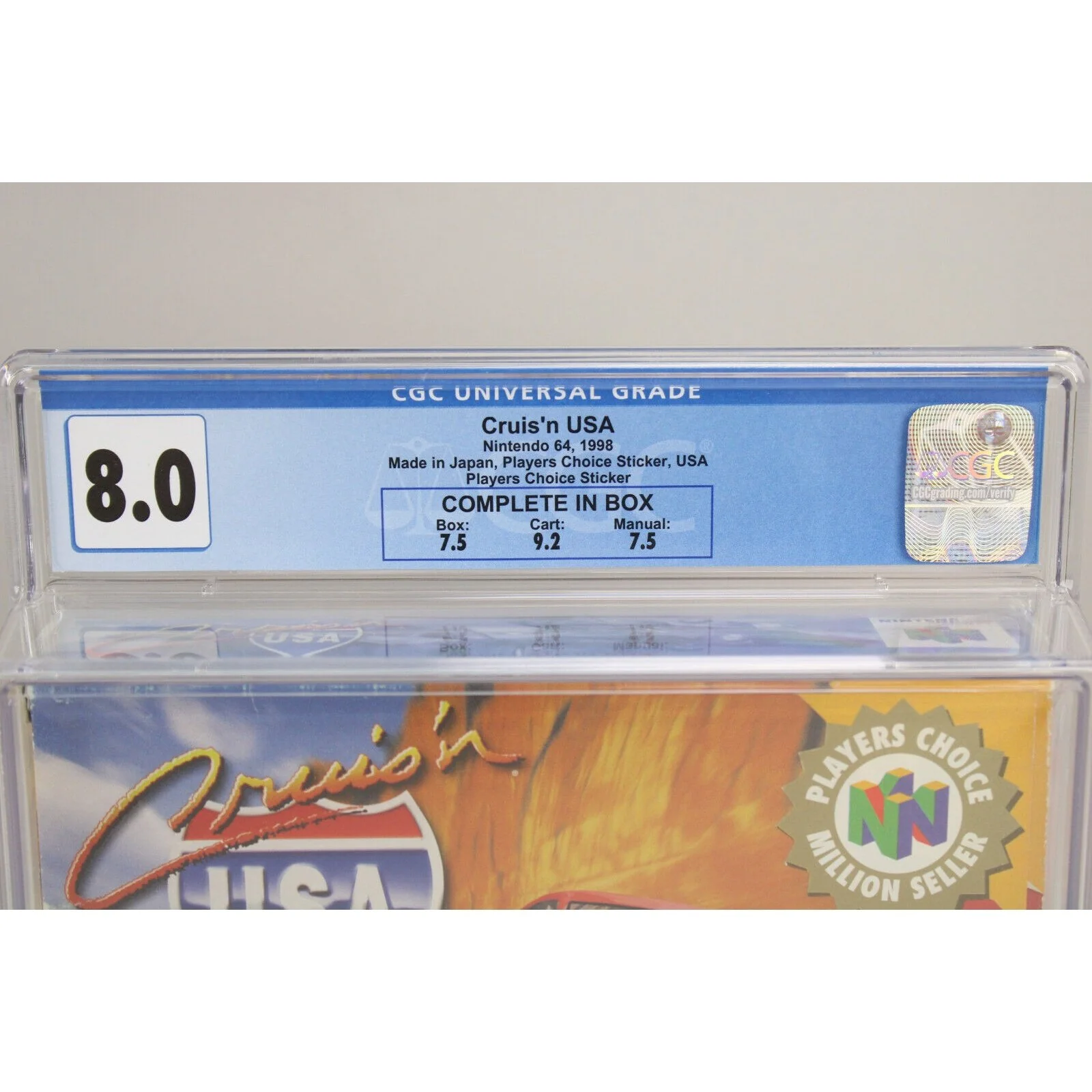 Cruis'n USA Nintendo N64 1998 Natsume CIB Complete in Box CGC Graded 8.0 - Image 2