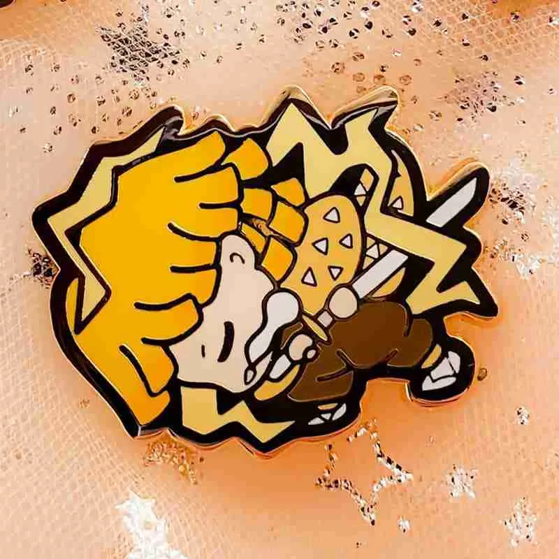 Demon Slayer: Kimetsu no Yaiba Zenitsu Agatsuma Enamel Pin - Bonnies Lab - Image 2