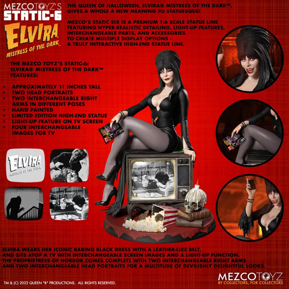 Elvira Mistress Of The Dark - Mezco Toyz Static-6 1:6 Scale Premium Statue - Image 2