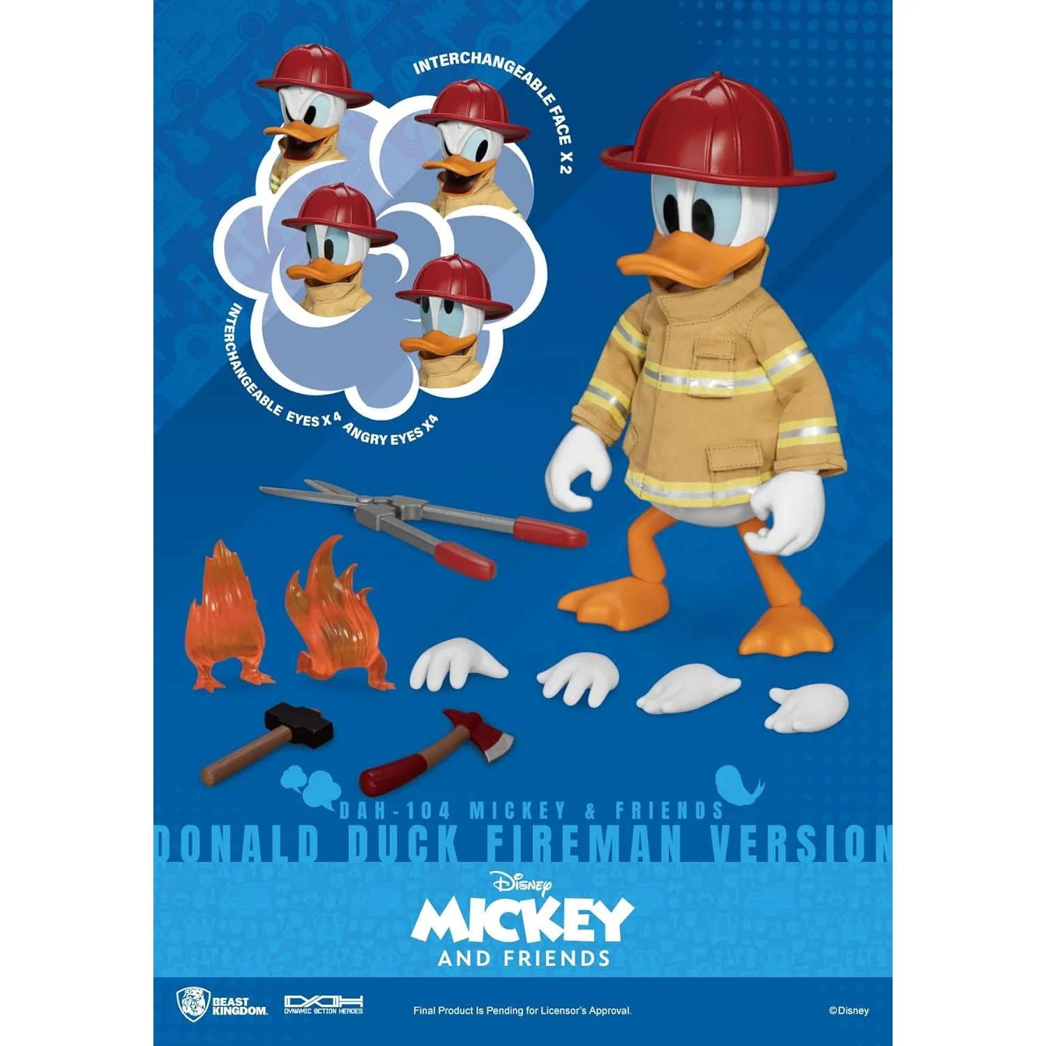 Mickey and Friends Donald Duck (Fireman) Action Figure - Disney, Beast Kingdom - Dynamic 8ction Heroes (DAH-104) - Image 4