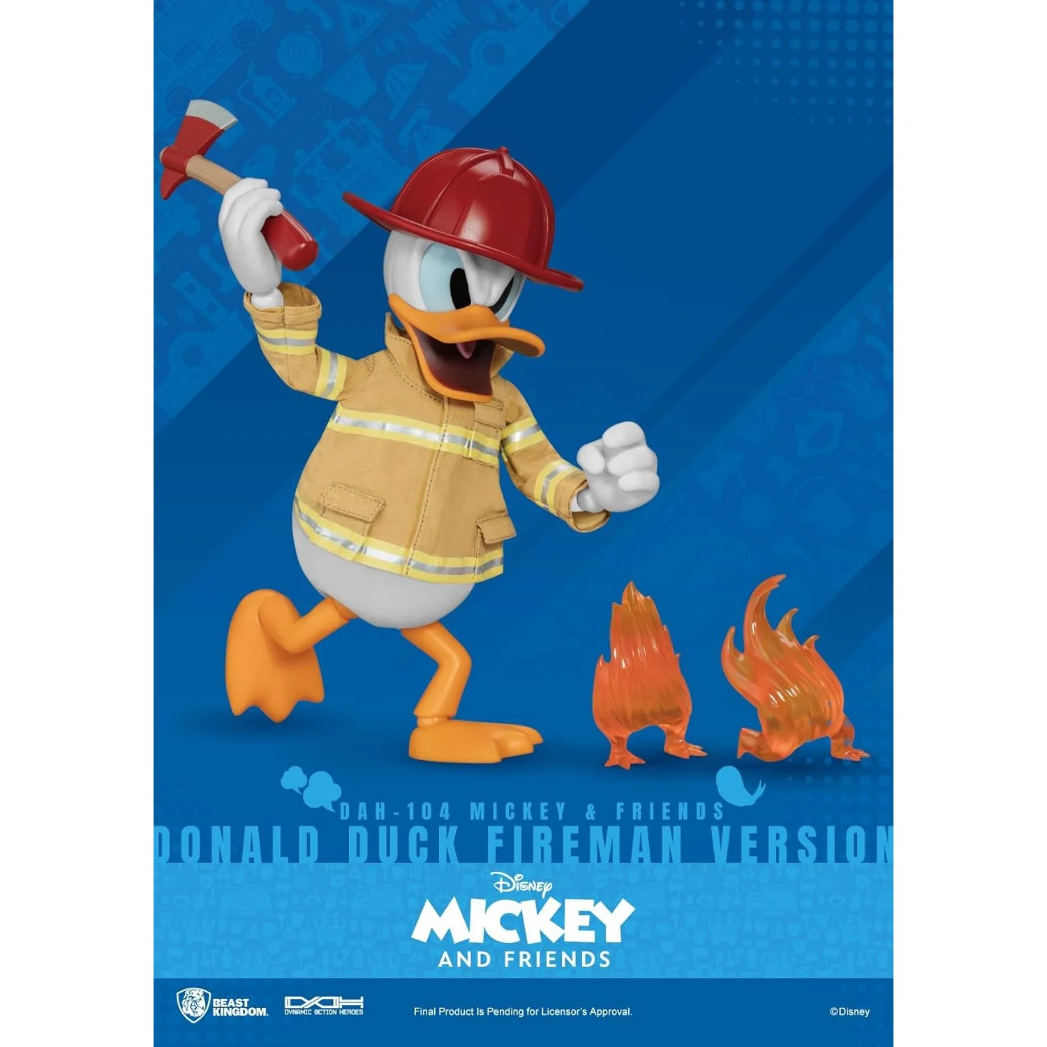 Mickey and Friends Donald Duck (Fireman) Action Figure - Disney, Beast Kingdom - Dynamic 8ction Heroes (DAH-104) - Image 5