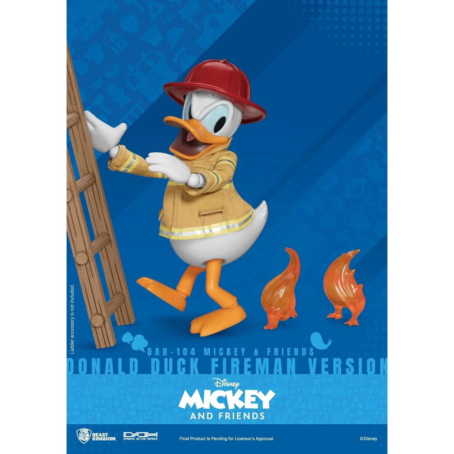 Mickey and Friends Donald Duck (Fireman) Action Figure - Disney, Beast Kingdom - Dynamic 8ction Heroes (DAH-104) - Image 6