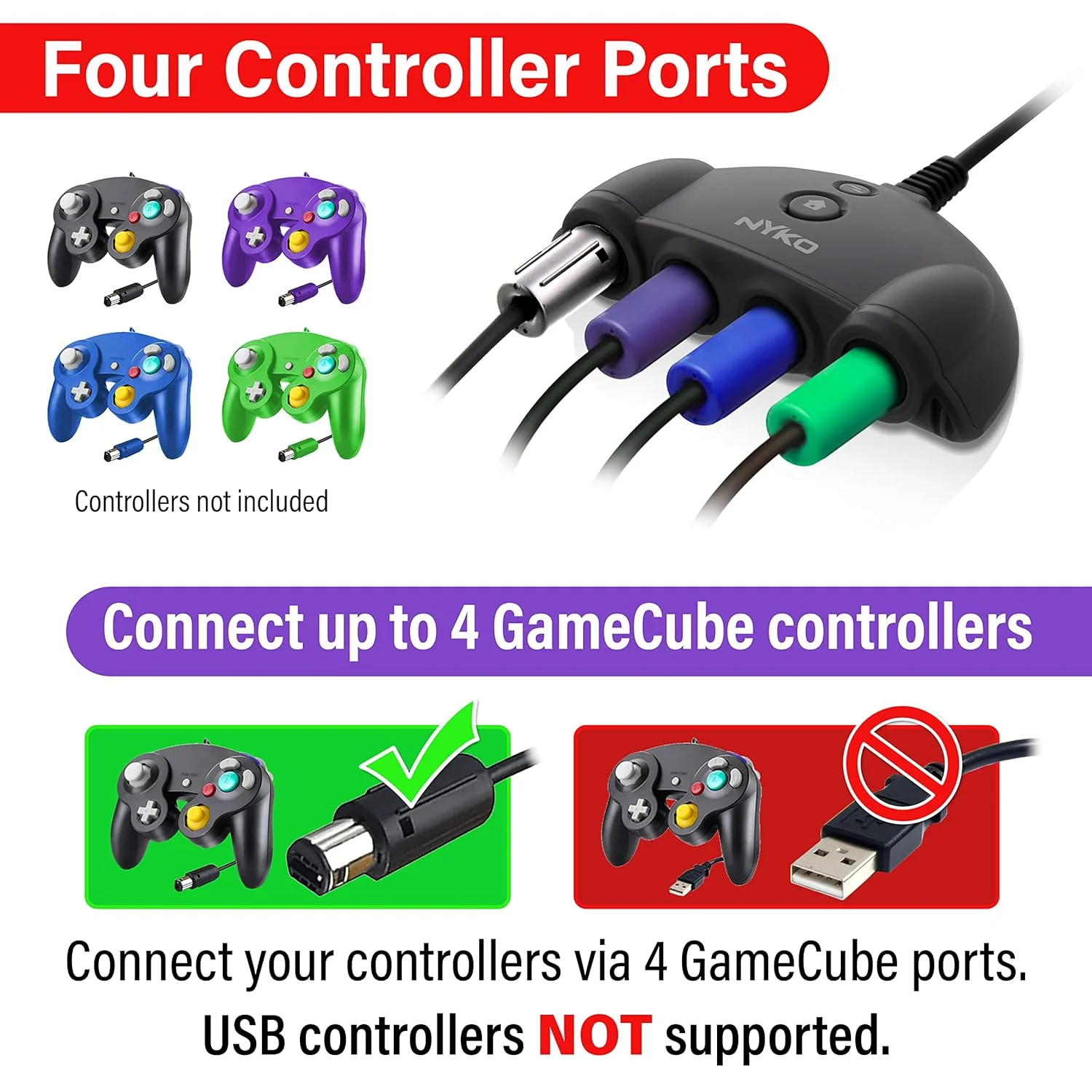 Retro Controller Hub Plus - Gamecube Controller Adapter for Nintendo Switch - Nyko - Image 4