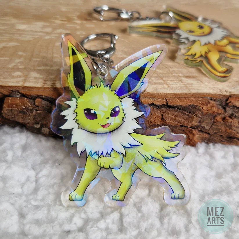 Pokemon Jolteon Crystal Holographic Acrylic Keychain - Image 3
