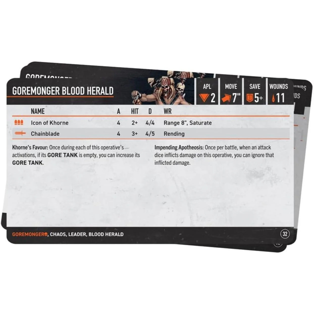 Warhammer 40,000 Kill Team Goremongers Data Cards - 40 Cards - Games Workshop - Image 2