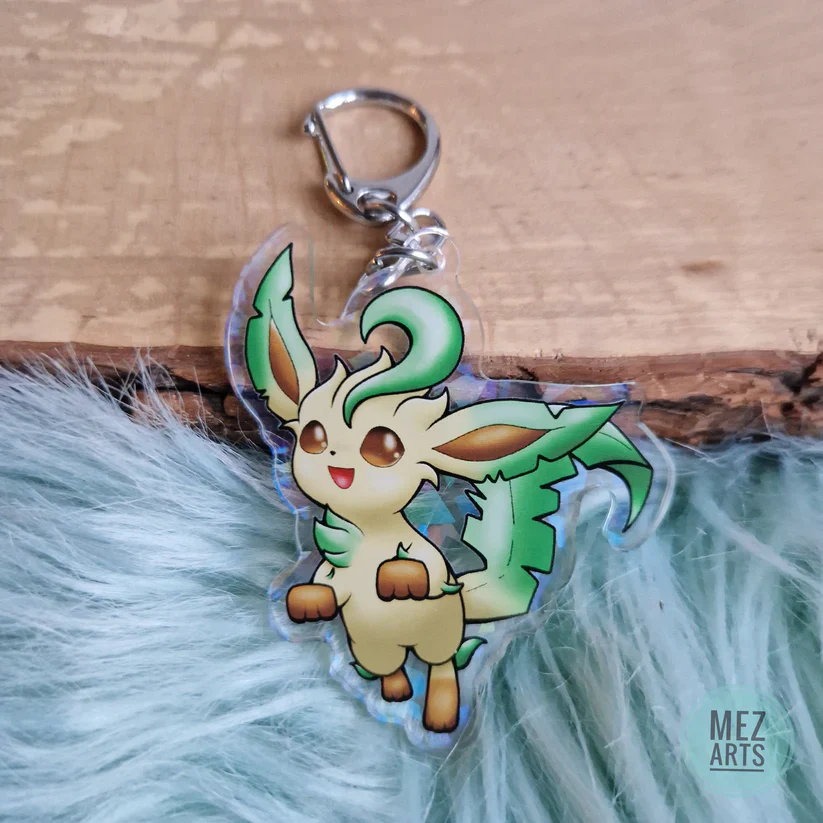 Pokemon Leafeon Crystal Holographic Acrylic Keychain - Image 2
