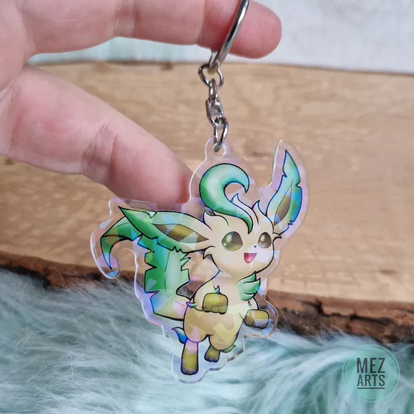 Pokemon Leafeon Crystal Holographic Acrylic Keychain - Image 3