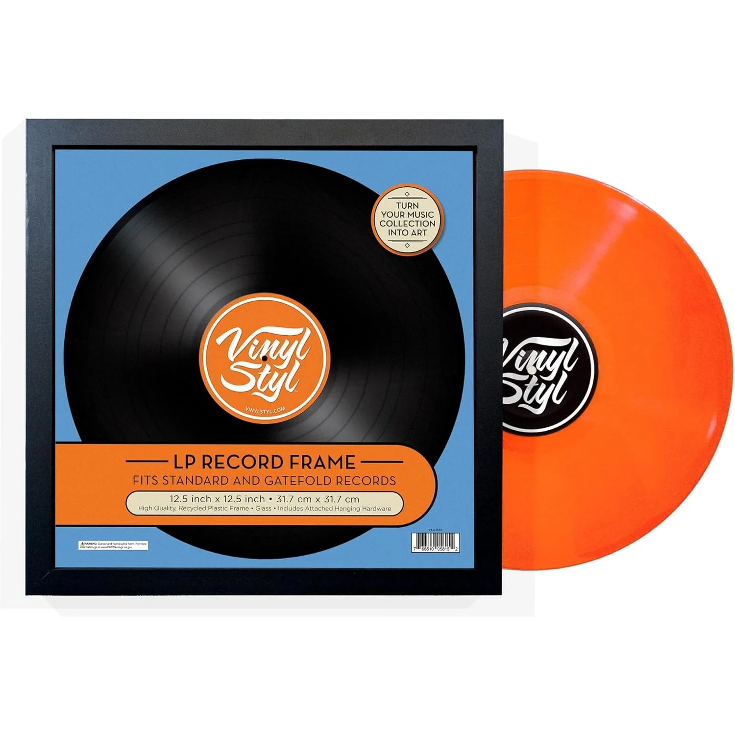 12" Vinyl Record Wall Hanging Display Frame (Black) - Vinyl Styl