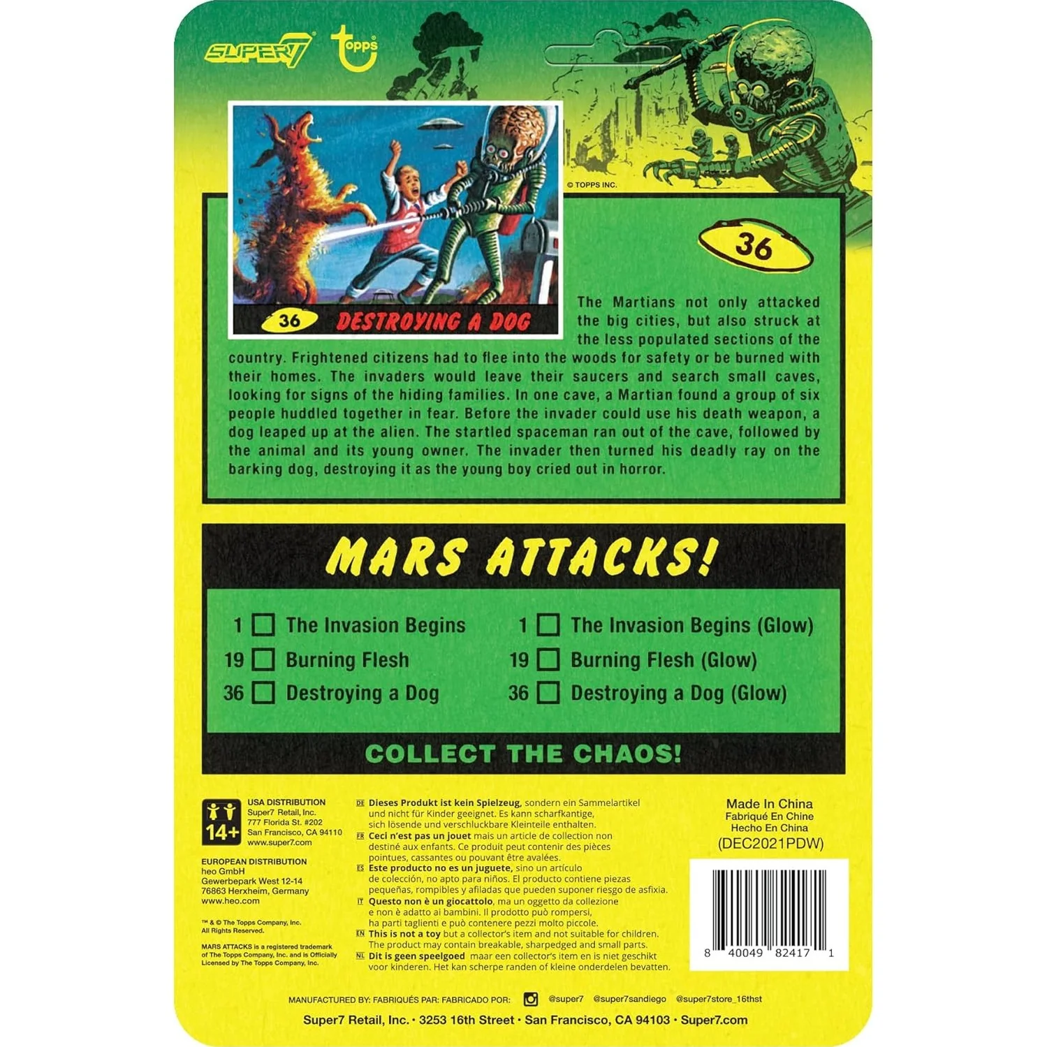 Mars Attacks Martian Destroying a Dog #36 (Glow in the Dark) Action Figure - Super7 - ReAction - Image 5