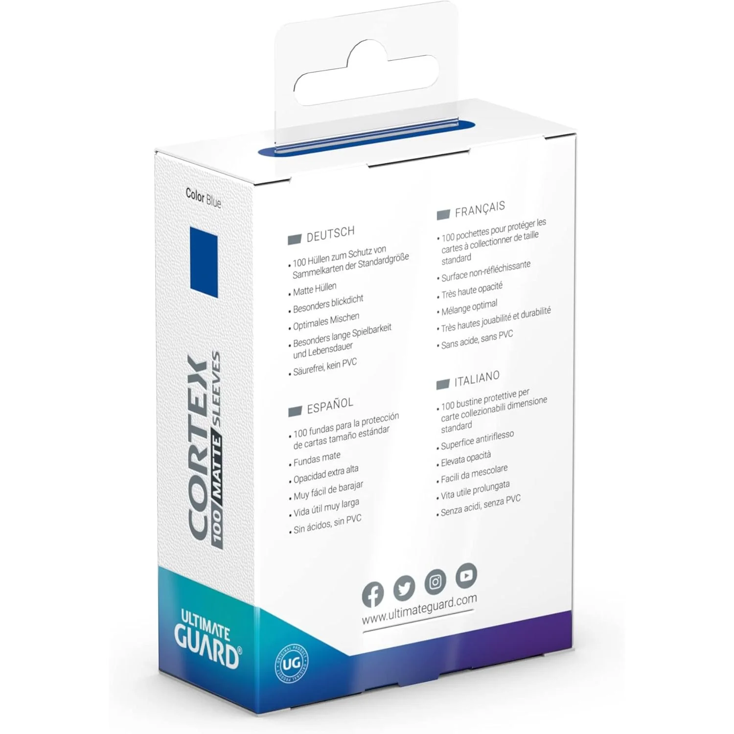Cortex Outer Card Sleeves - 100 Matte Blue Standard Size TCG - Ultimate Guard - Image 4
