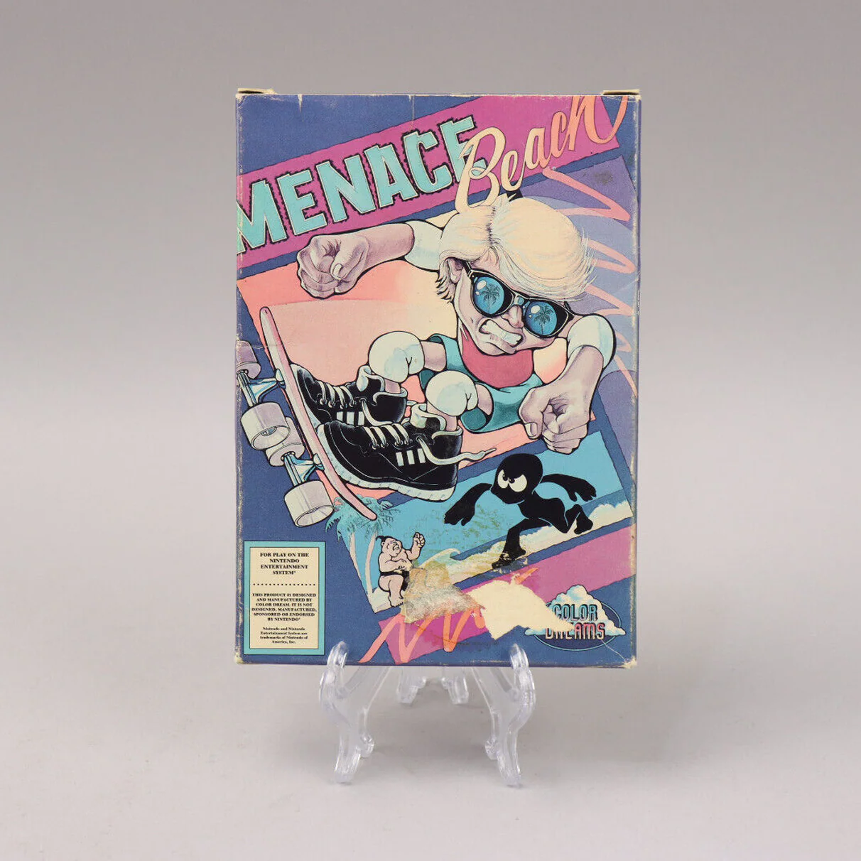 Menace Beach Nintendo NES Unlicensed 1990 Color Dreams CIB w/Manual & Box - Image 2