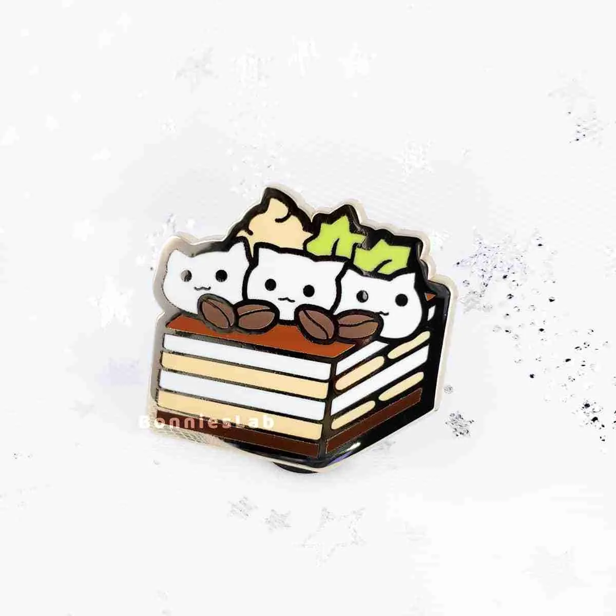 Neko Cafe Tiramisu Enamel Pin - Bonnies Lab - Image 3