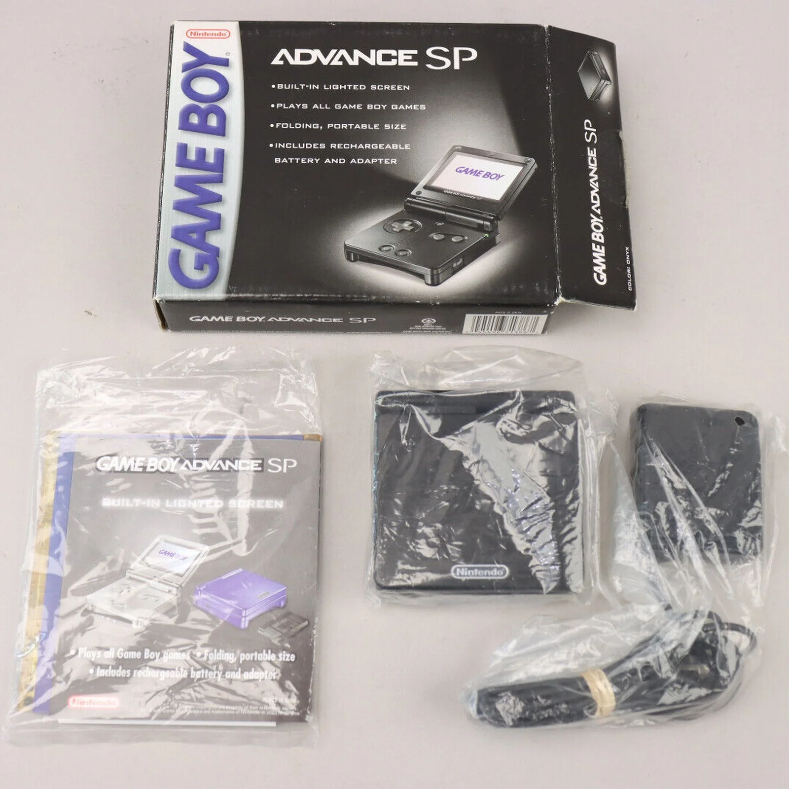 Nintendo Game Boy Advance GBA SP Handheld System Onyx Black EX+ CIB w/NM Screen! - Image 3