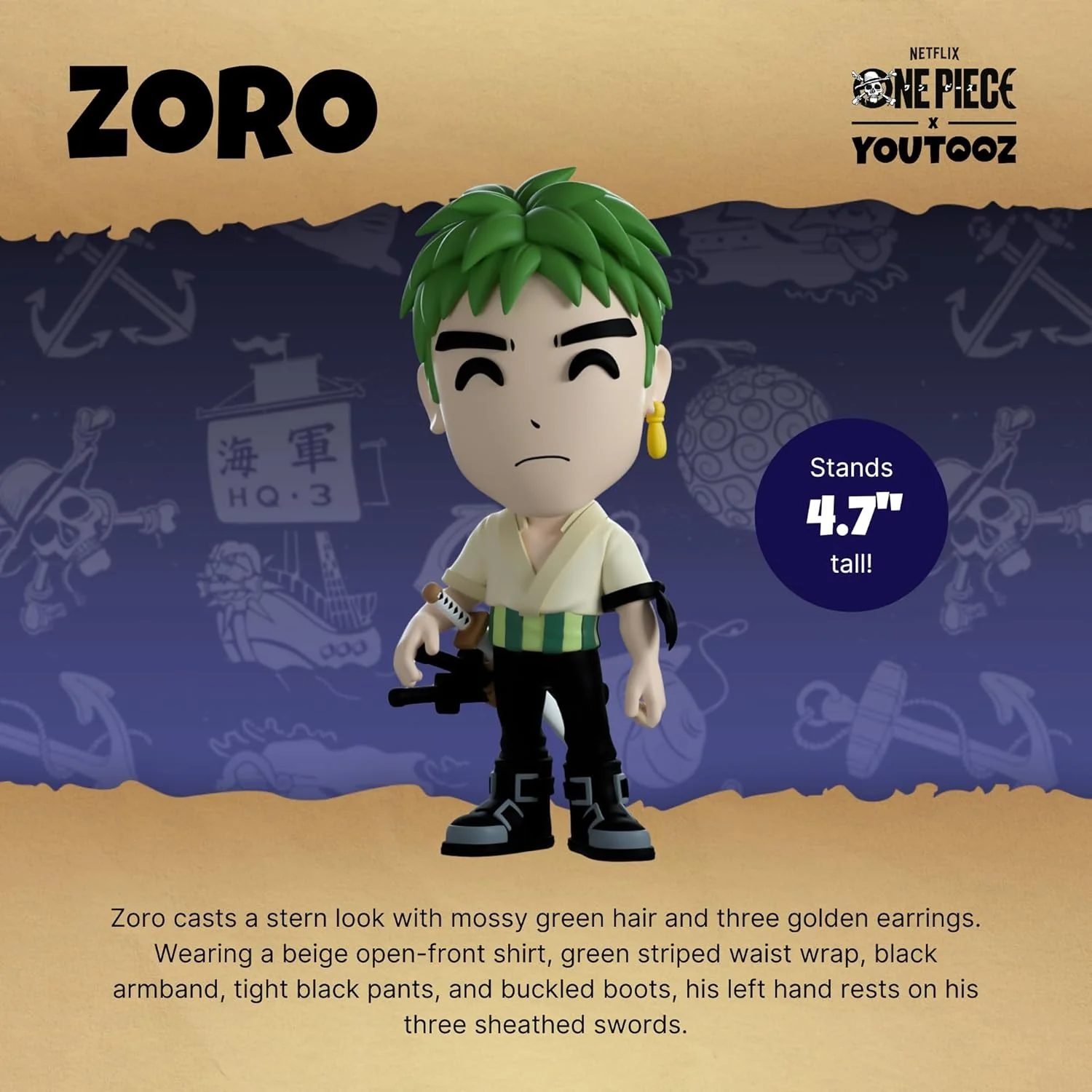 One Piece (Netflix Series) Zoro Vinyl Figure - Youtooz #1 - Image 6
