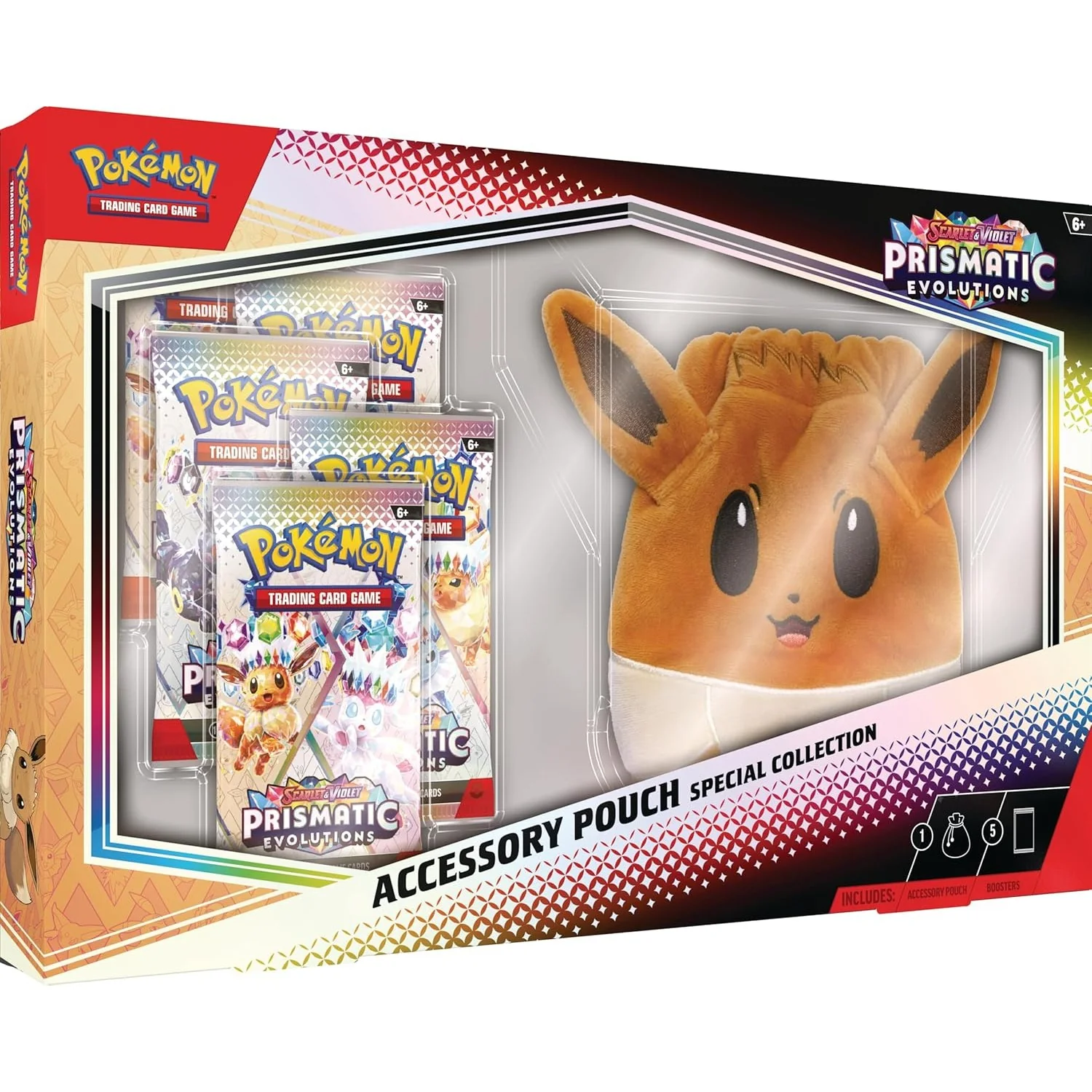 Pokemon TCG Scarlet & Violet Prismatic Evolutions Accessory Pouch - Special Collection - Eevee Pouch + 5 Booster Packs! - Image 3