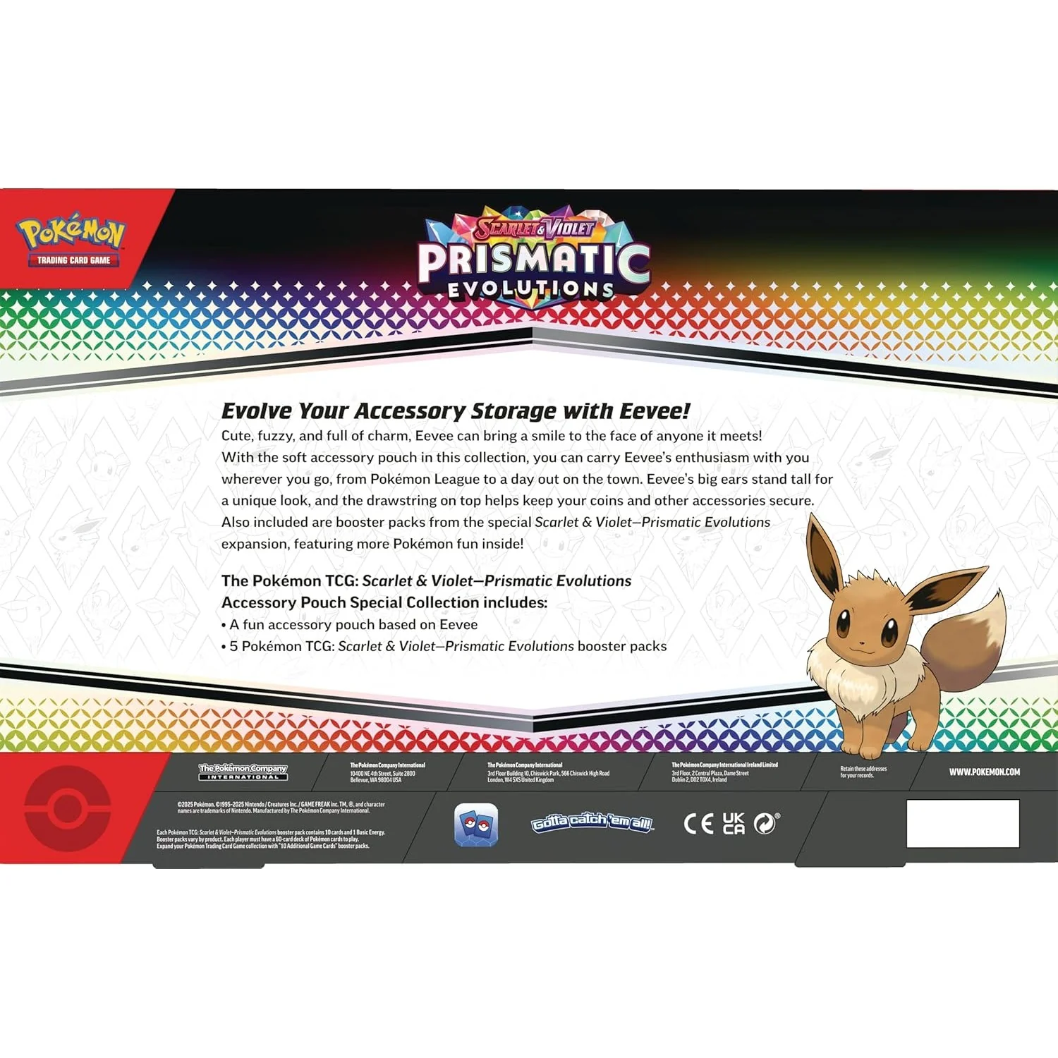 Pokemon TCG Scarlet & Violet Prismatic Evolutions Accessory Pouch - Special Collection - Eevee Pouch + 5 Booster Packs! - Image 4