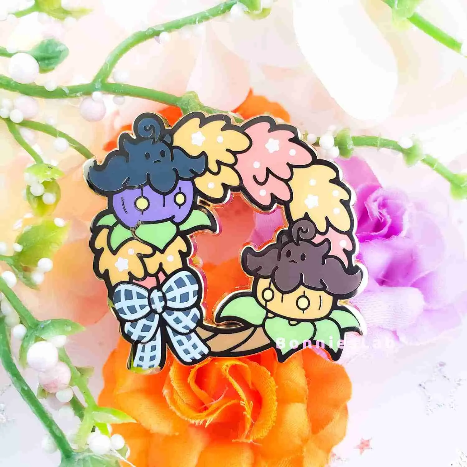 Pumpkaboo Wreath Enamel Pin - Bonnies Lab - Image 2