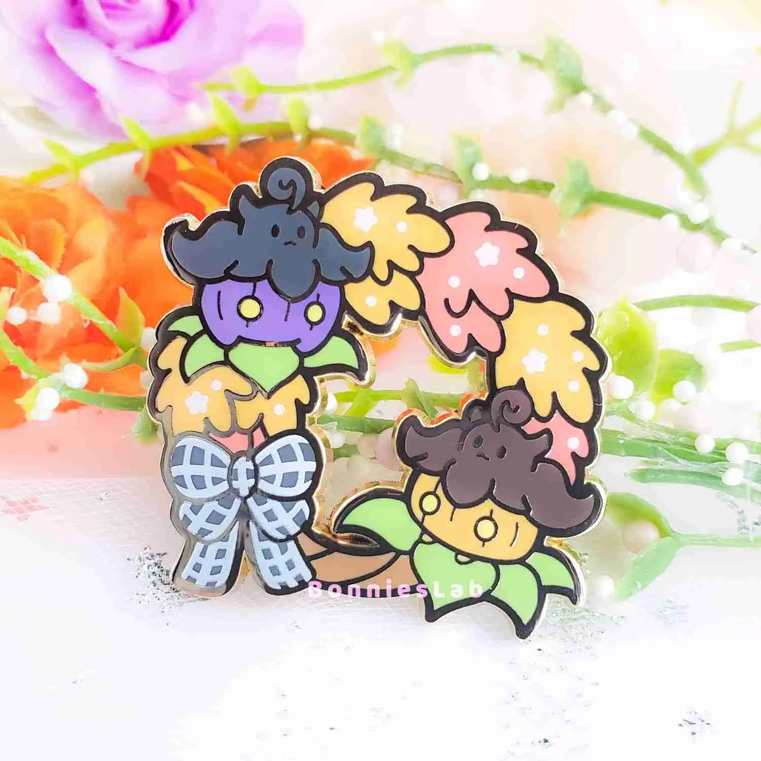 Pumpkaboo Wreath Enamel Pin - Bonnies Lab - Image 3