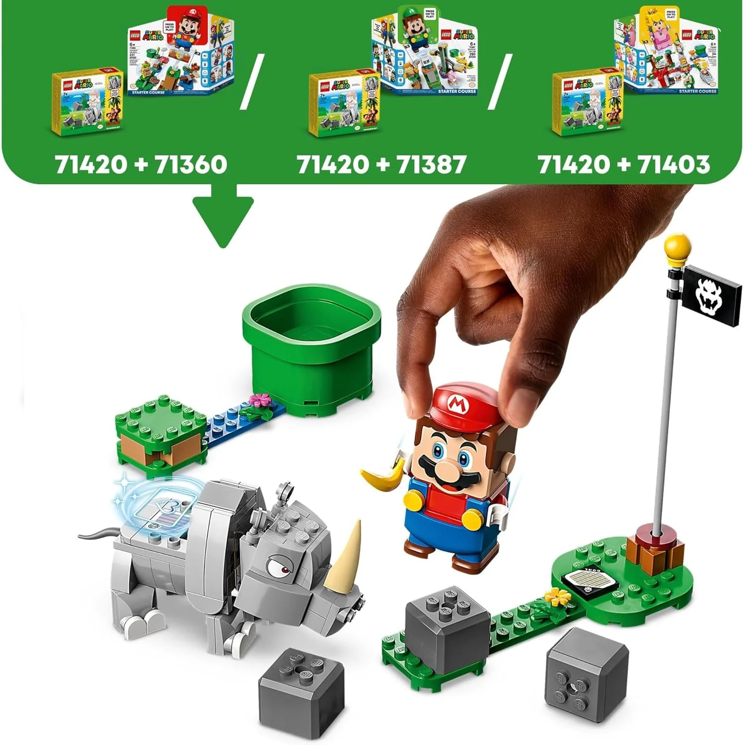 LEGO Super Mario Buildable Game Rambi the Rhino Expansion Set - LEGO #71420 - Image 4