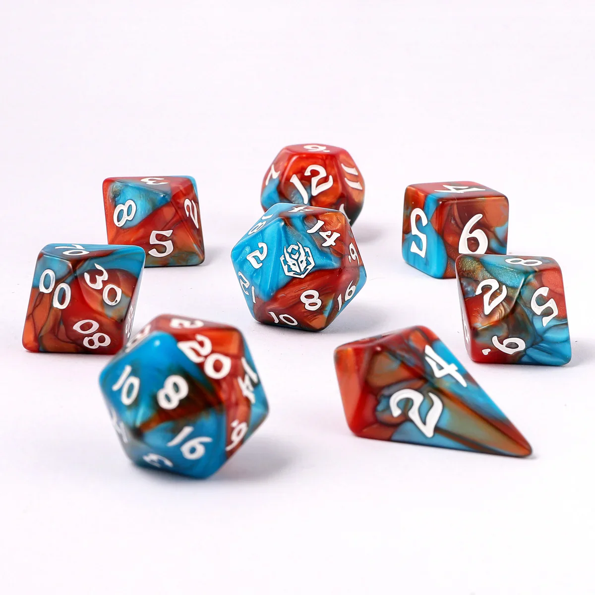 Wyrmformed Rollers Bard's Cloak Metal Polyhedral Dice Set - 8-Piece, Red & Blue, Rounded Edge - Hymgho Dice - Image 3