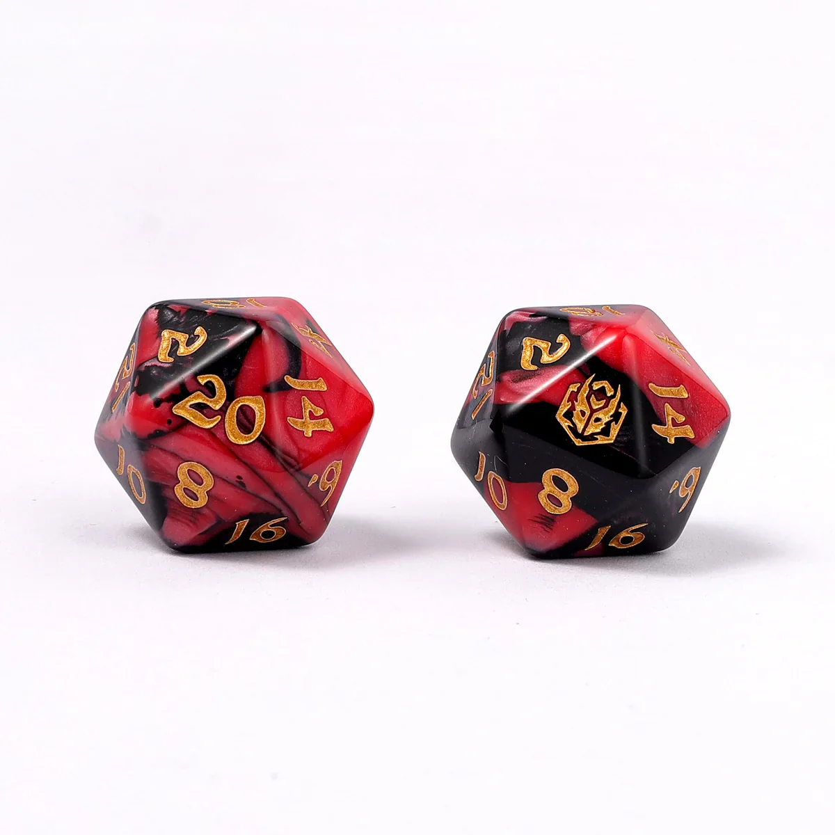 Wyrmformed Rollers Blood Pact Metal Polyhedral Dice Set - 8-Piece, Red & Black, Rounded Edge - Hymgho Dice - Image 2
