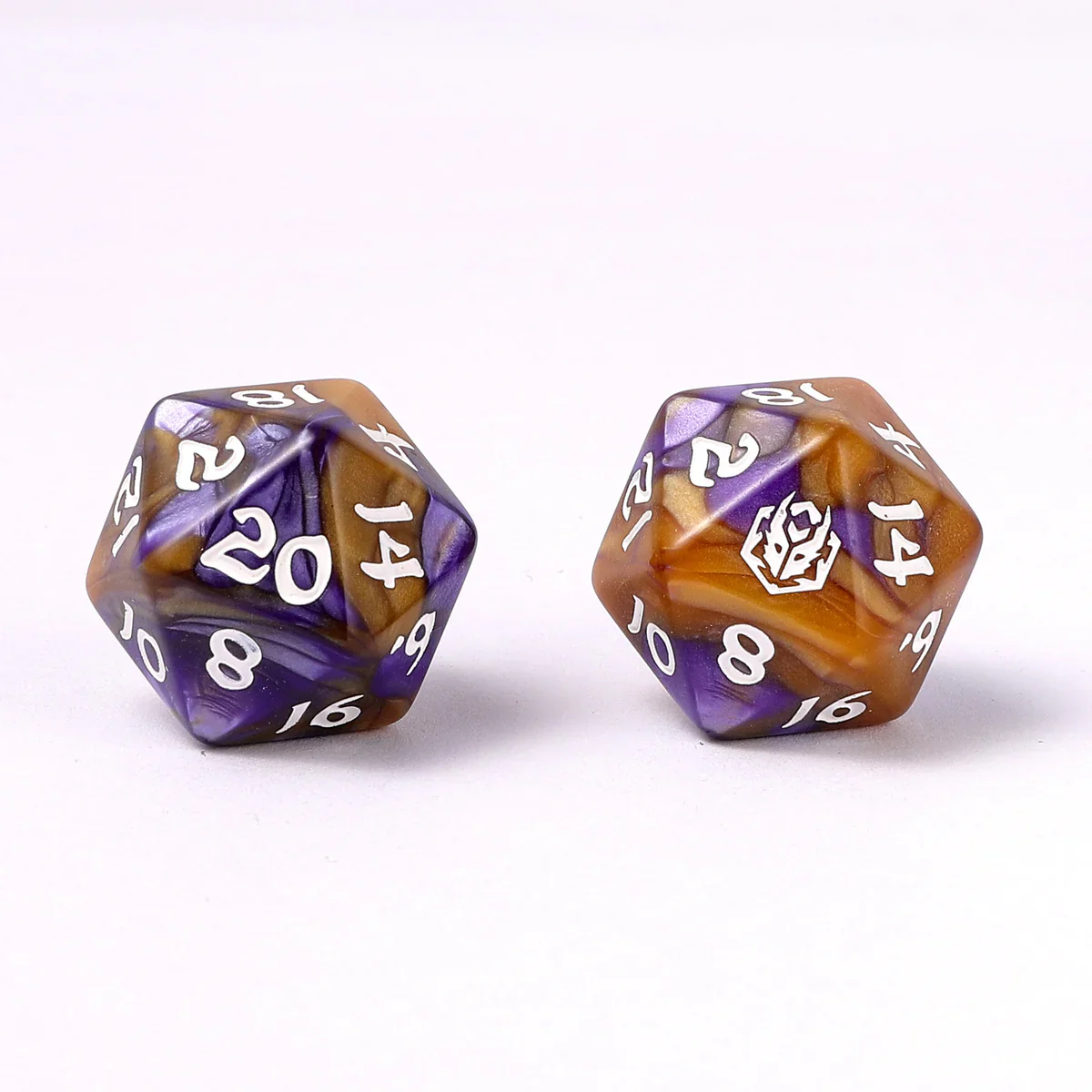 Wyrmformed Rollers Magister Robes Metal Polyhedral Dice Set - 8-Piece, Purple & Orange, Rounded Edge - Hymgho Dice - Image 2