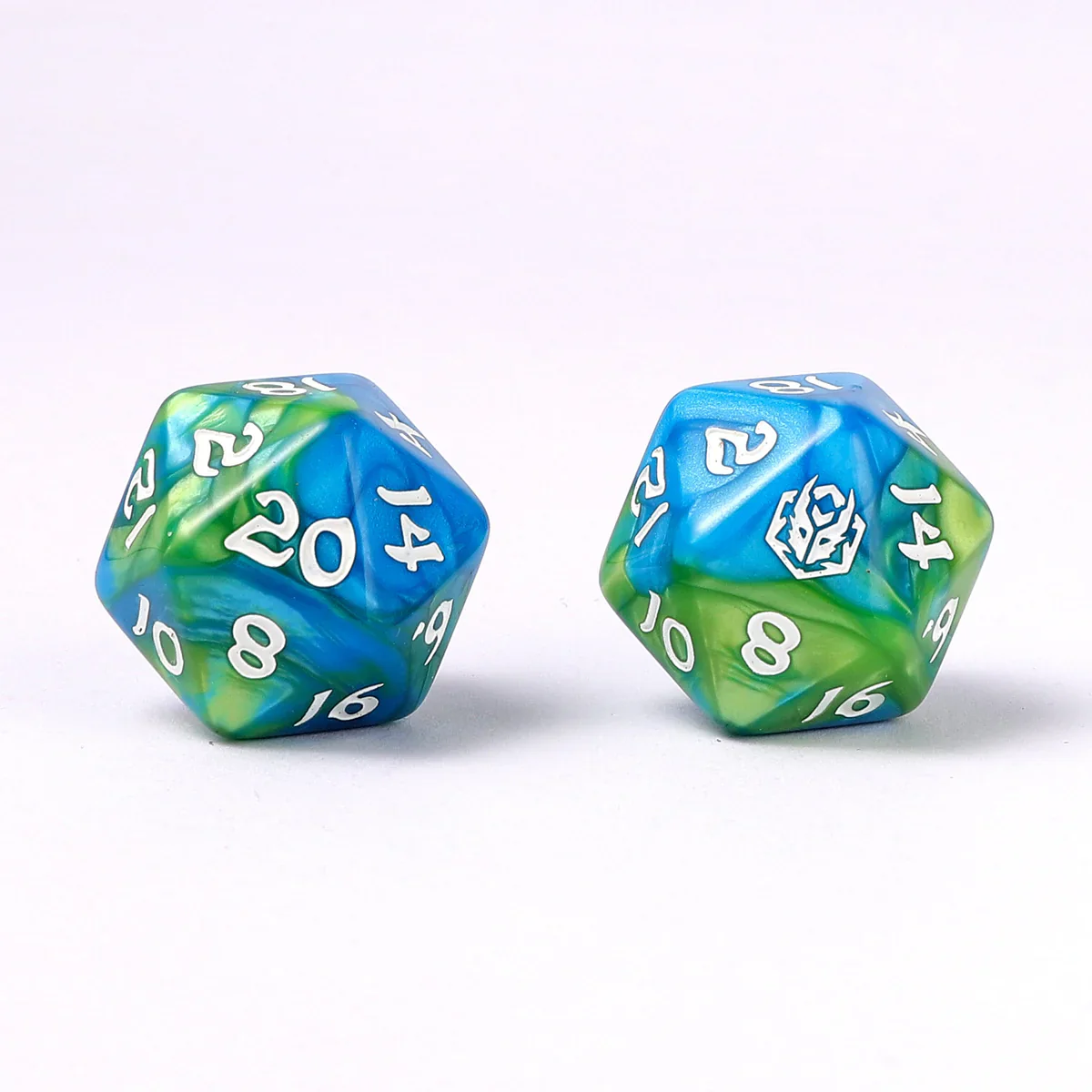 Wyrmformed Rollers Banshee's Wail Metal Polyhedral Dice Set - 8-Piece, Green & Blue, Rounded Edge - Hymgho Dice - Image 2