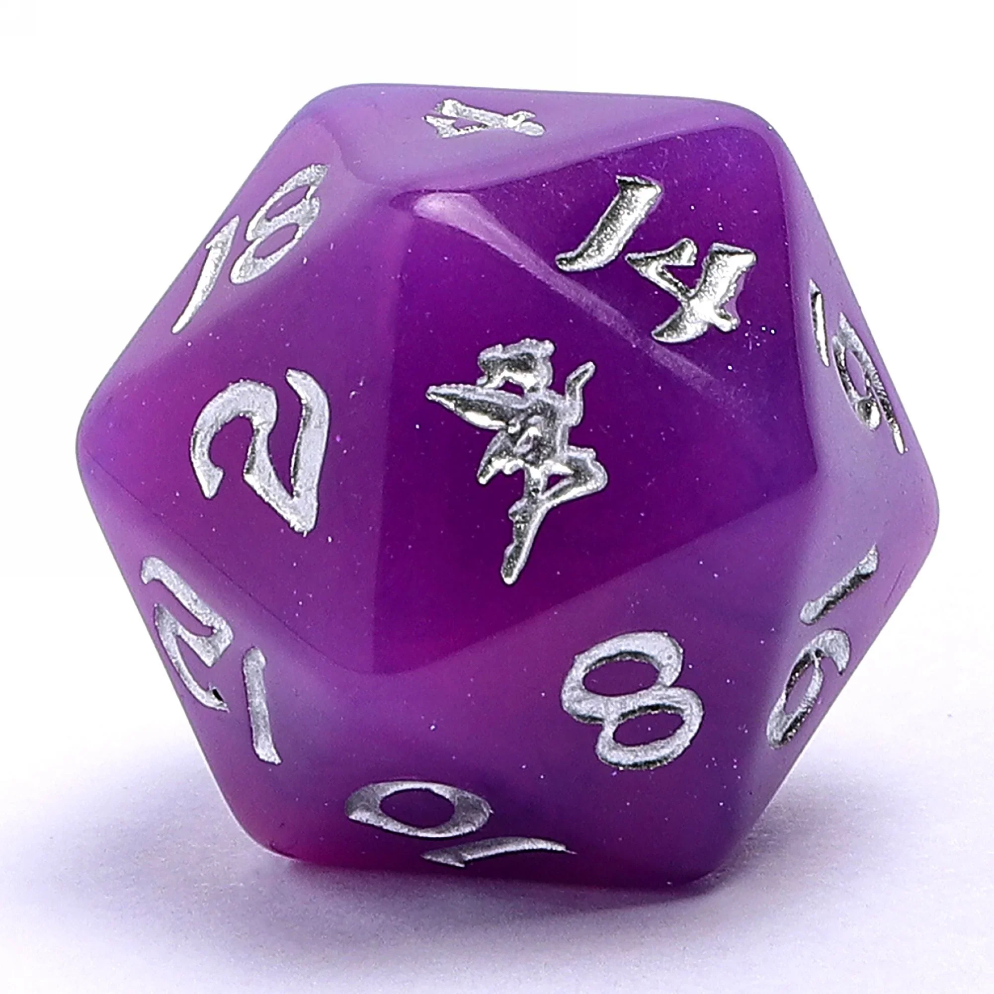 Wyrmforged Rollers Pixie Dust Silver Glow in the Dark Dice Set - 7-Piece Rounded Resin Polyhedral - Hyngho Dice - Image 3