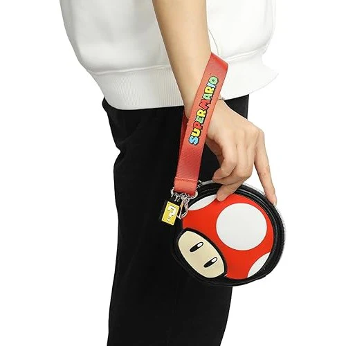 Super Mario Bros Super Mushroom Coin Pouch with Wrist Strap - Bioword - Image 7